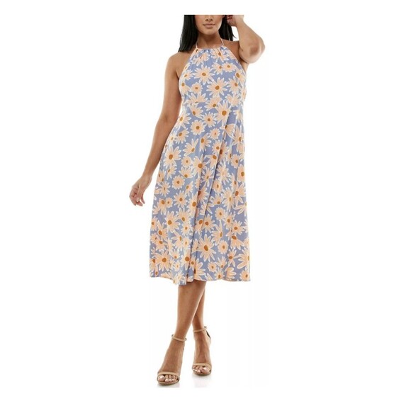 Lily Rose Women’s Halter Back Cutout Midi Dress Size M Sleeveless Floral - Picture 1 of 12